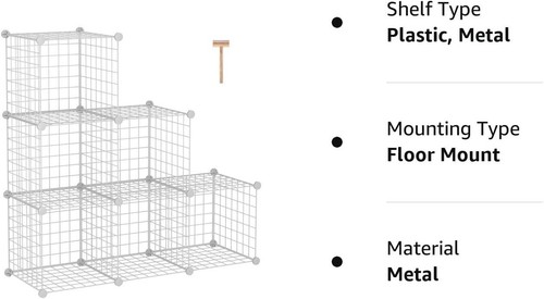 Metal Cube Storage Organizer - 6-Cube Modular Shelves for Home, Office, Closet - Picture 10 of 10