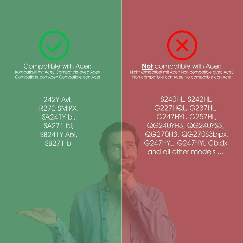 Acer 242Y Ayi, R270 SMIPX, SA241Y bi, SA271 bi, SB241Y Ab VESA Adapter - 75x75mm - Image 3 of 4