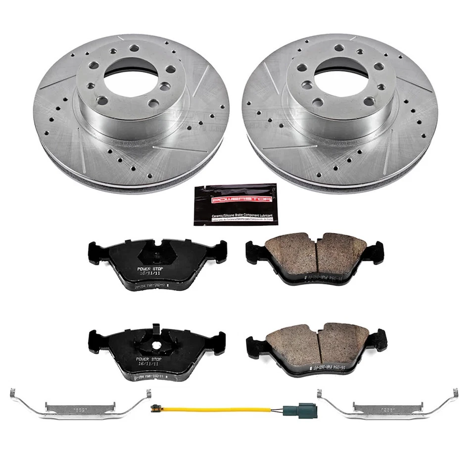 K7331 Powerstop conjunto de 2 rodas disco de freio e kits de pastilhas frontais para 735 E32 7 Series - Imagem 3 de 3