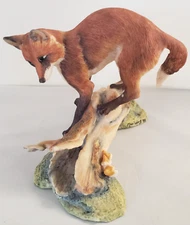 Border Fine Arts Scotland Fox With Rabbit Wildlife By Mairi Laing 1978