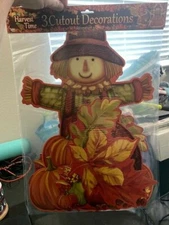 Harvest Time Scarecrow Cutout 3 Piece Set New!