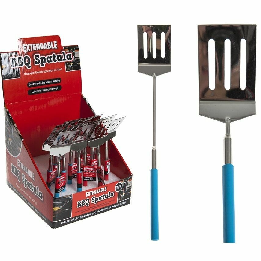 Extendable BBQ Spatula Stainless Steel Slotted Burger Fish Turner Kitchen Cook