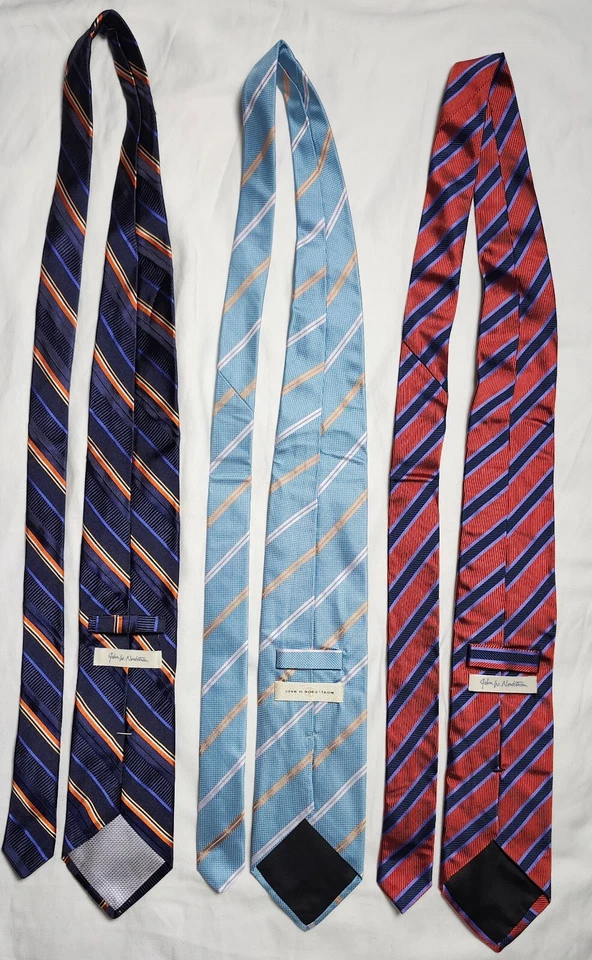 Lot of 3 John W Nordstrom Men's Ties Multicolor Striped Made in Italy 100% Silk - Image 2 of 4