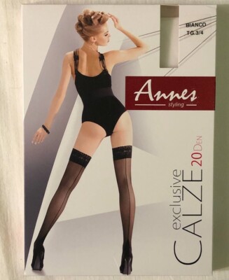 ANNES 'CALZE EXCLUSIVE 20' thin silky lace sheer stockings arrow seam behind 20D