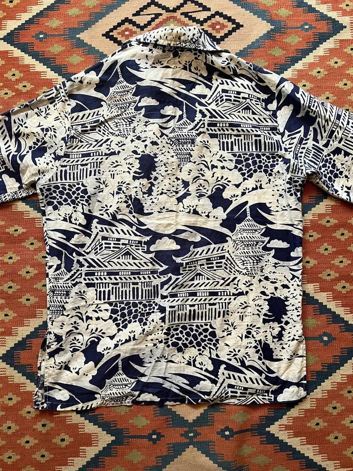 Vintage 60s 70s Jantzen Japanese Motif Button Shirt rockabilly made in usa MED - Image 2 of 4