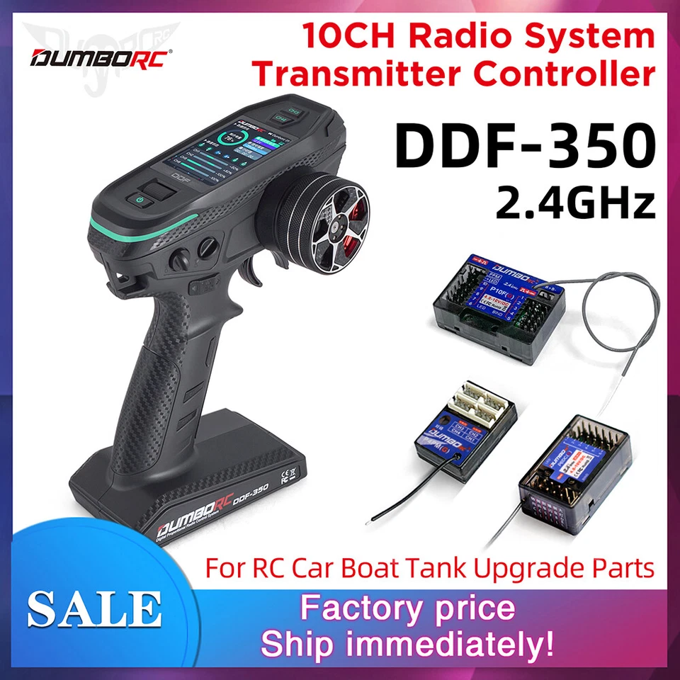 DUMBORC DDF-350 2.4G Transmitter+Receiver 10CH LCD FHSS Radio for RC Car Boat - Image 4 of 4