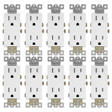 Outlet Decora Duplex Receptacle 15 Amp 125 Volt Tamper Resistant White 10 pack