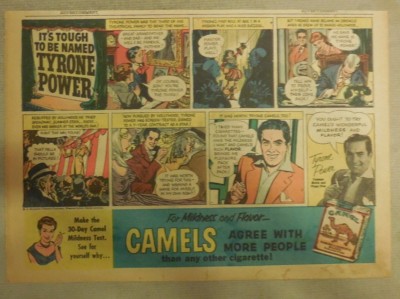 Camel Cigarette Ad: Actor Tyrone Powers !  Size: 7 x 10 inches 1940's