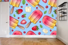 3D Ice Cream Pattern Wallpaper Wall Mural Removable Self-adhesive Sticker 409