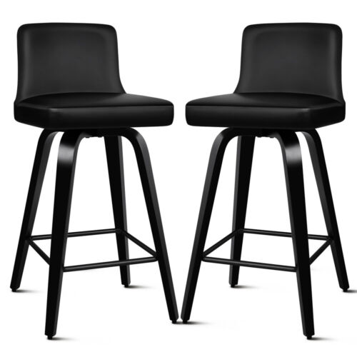 ALFORDSON 2x Swivel Bar Stools Bailey Kitchen Wooden Dining Chair ALL BLACK - Picture 12 of 12