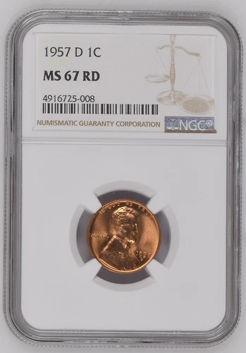 1957 D Lincoln Cent NGC MS67 RD