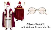 Nikolaus Kostüm Bischof Weihnachten Gr. M - 3XL -- inklusive Weihnachtsmannbril
