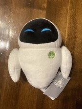 Disney Store Wall-E Plush Eve Robot Stuffed Toy Beanbag Swivel Head White NWT