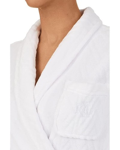 LAUREN Ralph Lauren Cable Herringbone Shawl Collar Robe White Size Large L - Picture 2 of 3