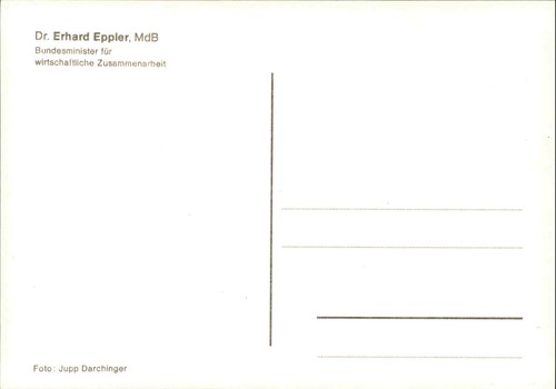 Tarjeta de autógrafo POLÍTICA miembro del Bundestag Dr. Erhard Eppler Ministro Federal - Imagen 2 de 2
