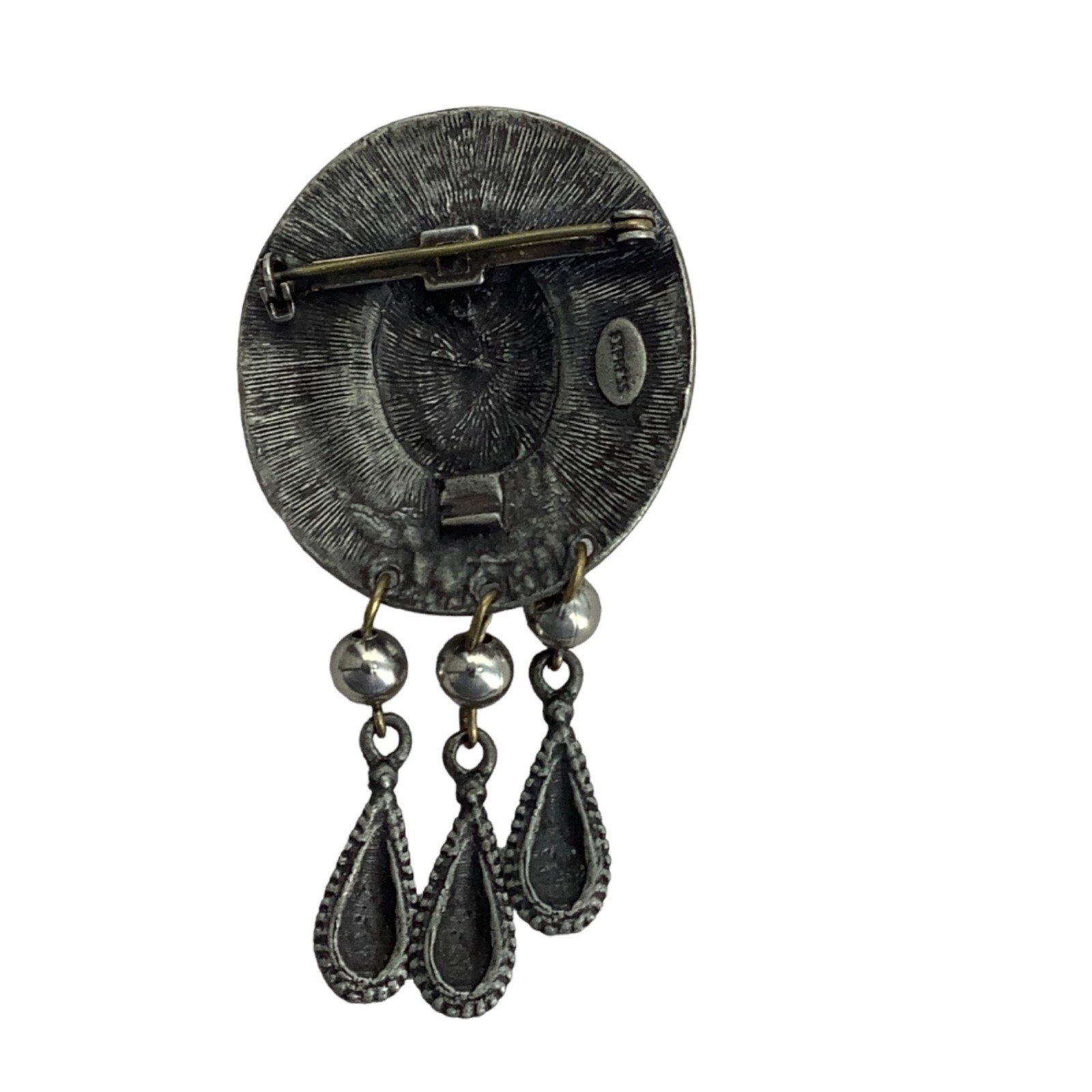 Express Oval Aztec Pattern Dangling Brooch Costum… - image 2
