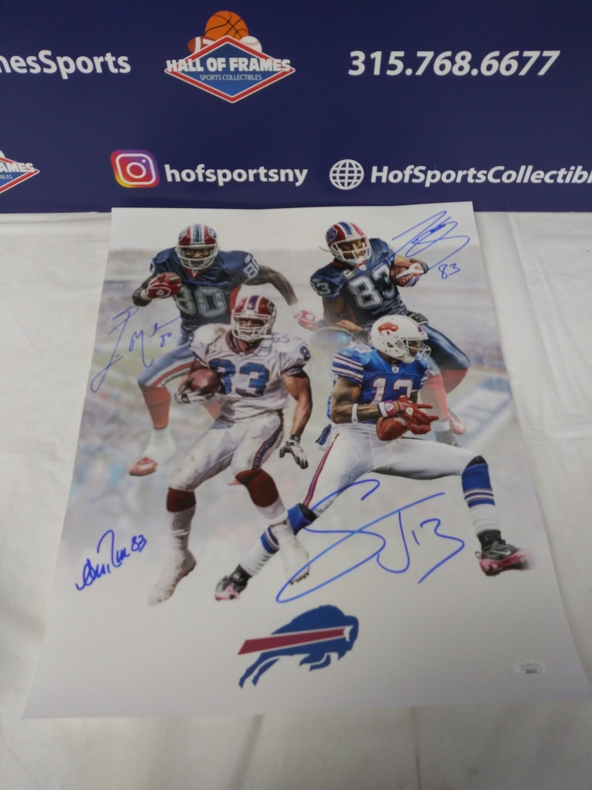 ANDRE REED - JOHNSON - MOULDS - EVANS SIGNED BILLS WR'S 16X10 PHOTO - JSA COA 