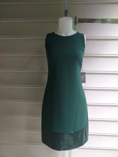 NWT $148 sz 6 / 8 VINCE CAMUTO GREEN SLEEVELESS SHEATH DRESS SEQUIN HEM