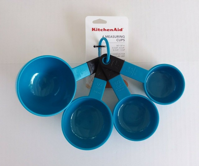 KitchenAid Set of 4 Dishwasher Safe Measuring Cups Ocean Drive Blue