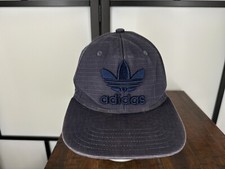 Adidas Hat Cap Snap Back Youth One Size Blue Gray Rip-Stop 100 Cotton Embroider