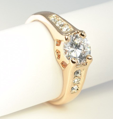 18K White / Rose Gold Filled made with Swarovski crystal Solitaire 7mm Ring - Picture 18 of 18