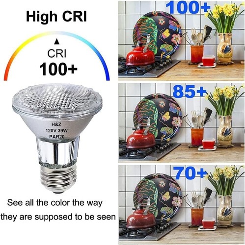 2 Pack H&Z Par20 Short Neck 39W 120V, 3000K Flood Light with E26 Medium Base dim - Picture 6 of 6