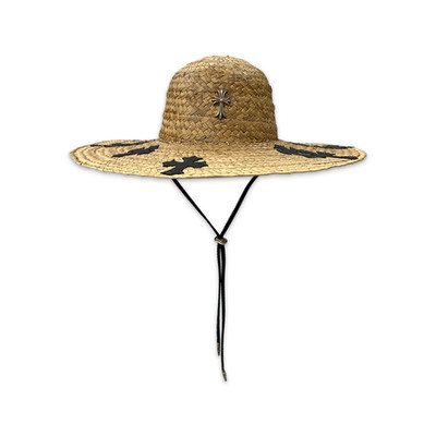 Black Cross Vacation Straw Hat ''Beige''