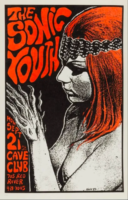 Sonic Youth Vintage Poster Cave Club 1987 Concert Art Print 24x36