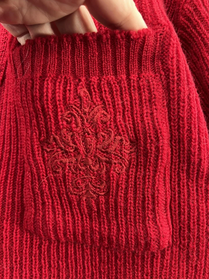 VINTAGE Pendleton Sweater Mens Medium Red Wool Cardigan Made in USA Ribbed 80s - Image 3 of 4