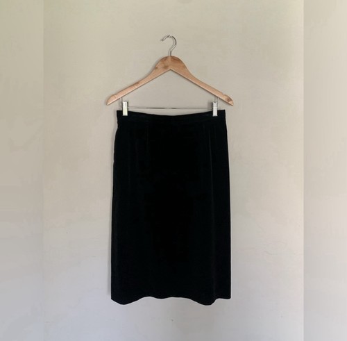 Guy Laroche, Guy Laroche Vintage Black Velvet Skirt Sz 42, Medium