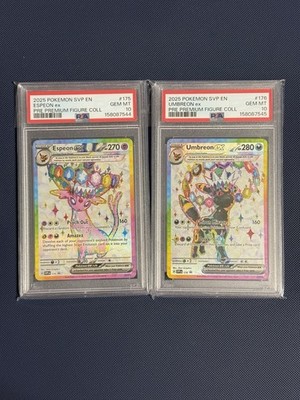 Umbreon EX And Espeon EX 176 / 175 Presmatic Evolution Sequential PSA 10 Set