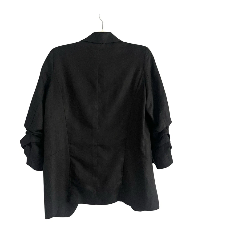 Blazer TART Kia Lino Tencel Manga Acanalada Negro Pequeño Minimalista Informal Elegante Foto 4 de 4