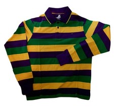 Adult XSmall Mardi Gras Rugby Stripe Purple Green Yellow XS Long Slv Shirt