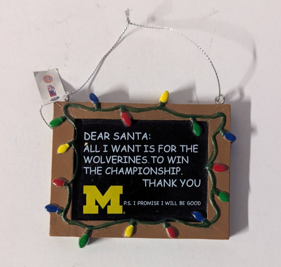 NCAA University Of Michigan Wolverines Christmas Ornament Dear Santa