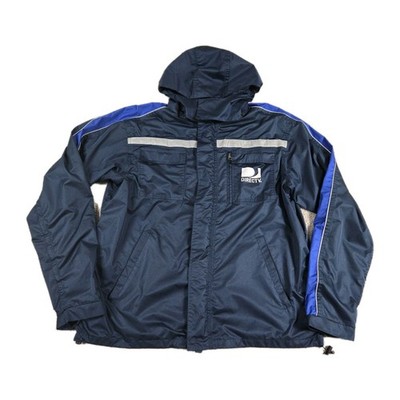 DirecTV Windbreaker Rain Jacket Blue Waterproof Zip Outdoor Size XL Gorpcore 