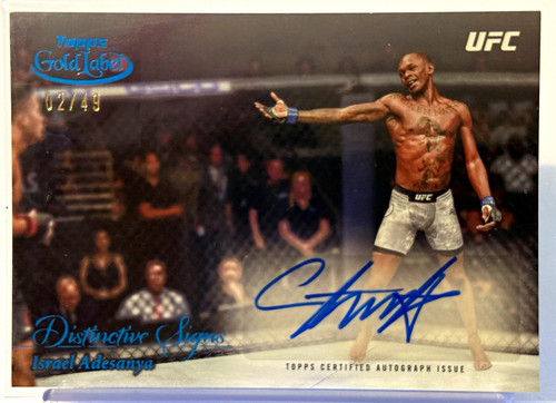 Topps Gold Label 2024 UFC Distinctive Signs Israel Adesanya Blue Auto 02/49