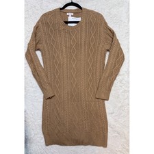 Riley & Rae Sweater Dress Womens XS Camel Cable Knit Long Sleeve Excellent