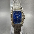 Seiko Tank Watch Women 15mm Blue Dial Silver Tone Rectangle 11-3189 Manual Runs