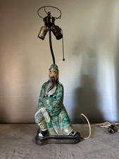 Antique Chinese Famille Verte  Seated General as a Lamp