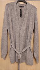 M&S Grey Cardigan Super Soft Knit Medium 12 to 14 Open Front Long Line Belted