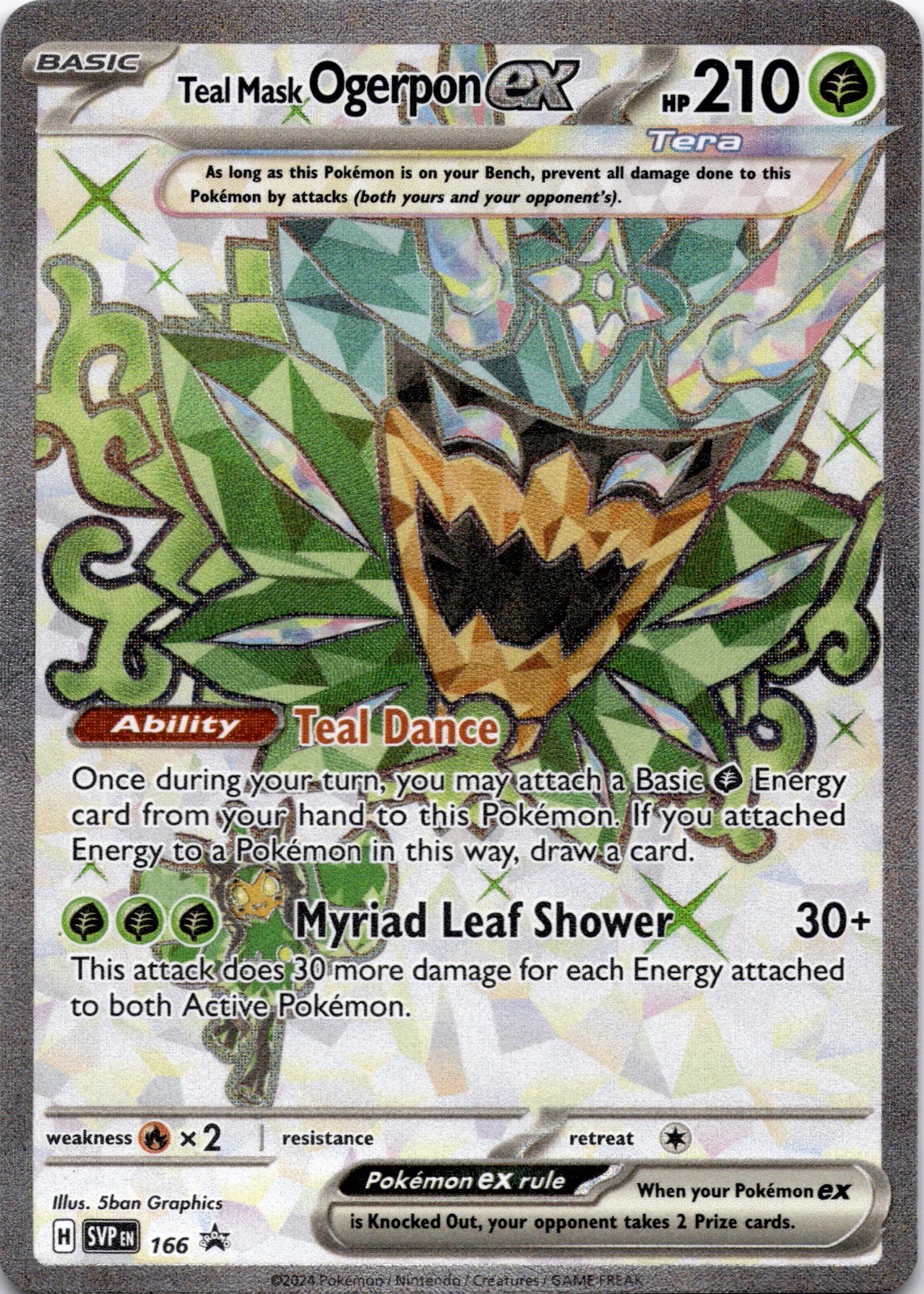 Teal Mask Ogerpon ex 166 Holo Ultra Rare Scarlet & Violet Promo Pokemon NM