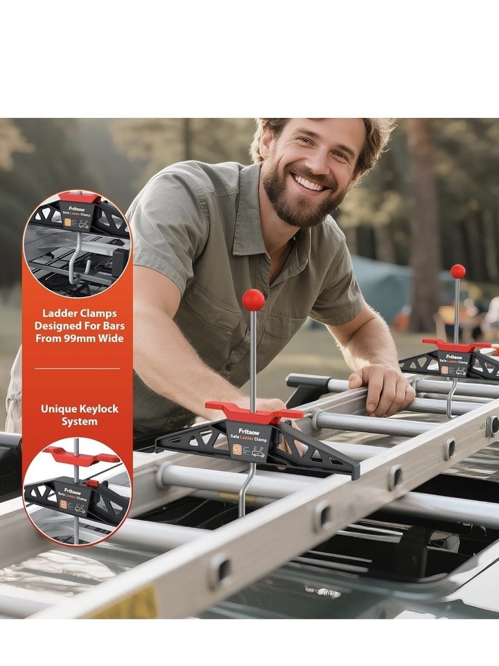 Ladder Clamps, Ladder Roof Rack Clamps 2 Pack, Ladder Clamp Built in ...
