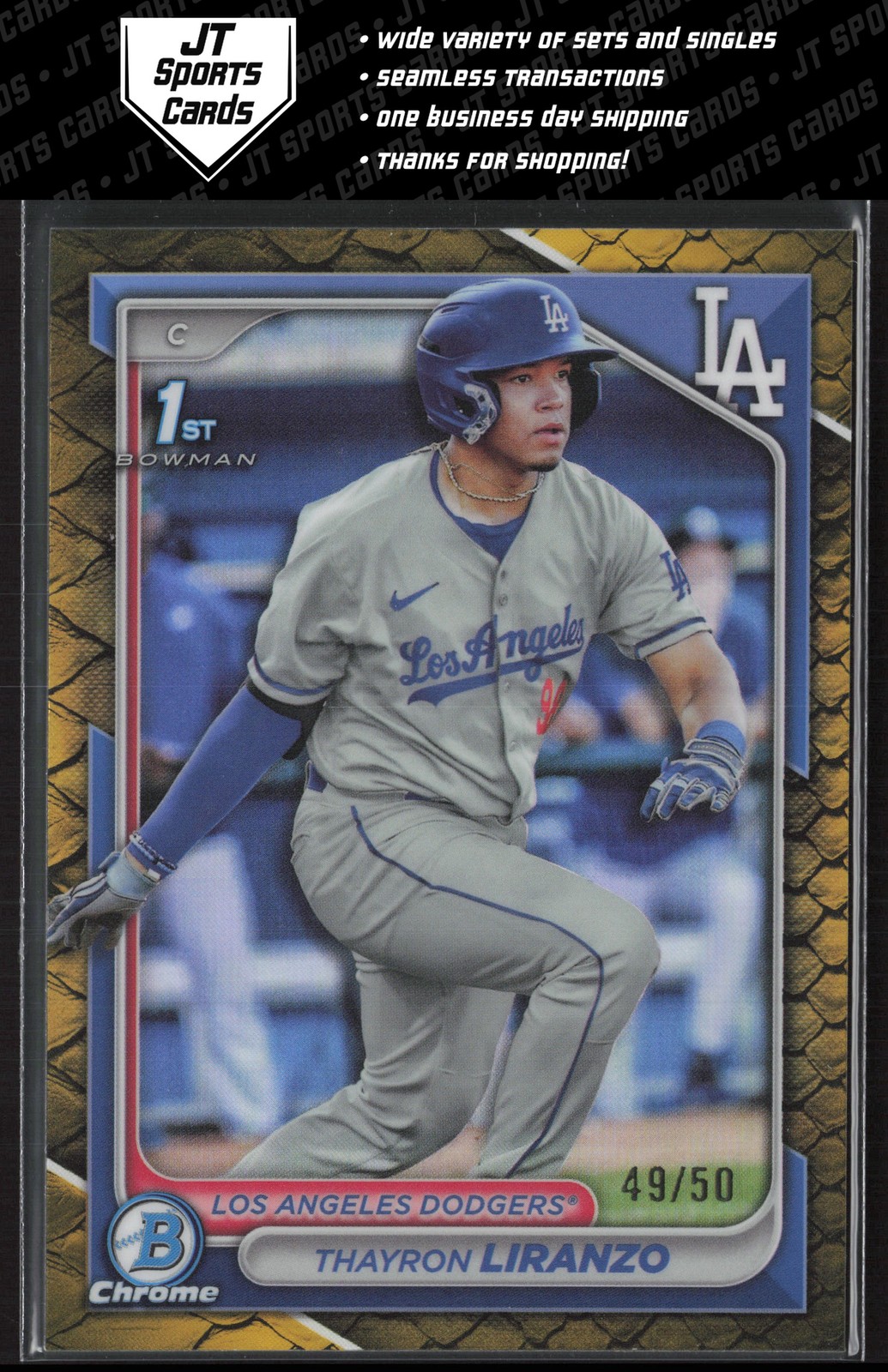 2024 Bowman Chrome Thayron Liranzo BCP-182 1st Gold Reptilian Refractor /50