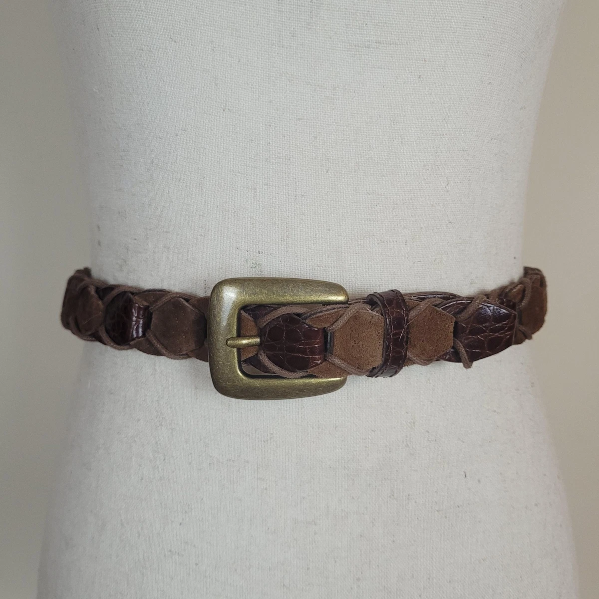 Nicole Farhi Woven Leather Belt White Wood Buckle Boho Made in Italy first purchase of 2026! #oldceline #celinebyphoebephilo main image 2