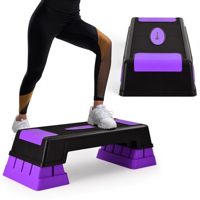 28'' Aerobic Exercise Stepper Trainer W/Riser Adjustable Height 5''- 7''- 9'' Purple