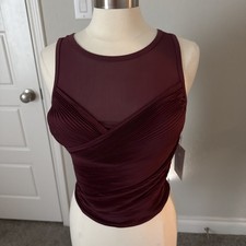 Women TAVI Pleated Bra Tank Large Garnet NWT Reg $68