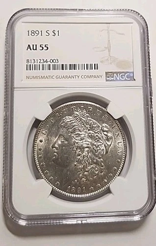1891 S Morgan Silver Dollar $1 NGC AU55
