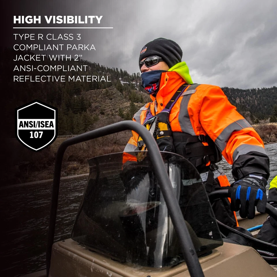 Hi Vis Winter Jacket Thermal Insulated Waterproof Wind Resistant Safety Coat - Image 4 of 4