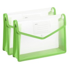 2 Plastic Folders B5 with Snap Closure, Green, Horizontal for Office