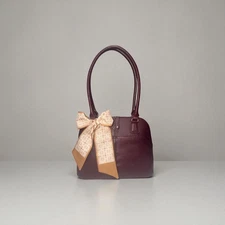 Tignanello Shoulder Satchel A209642 Burgundy Pebbled Leather Nickel 2-Handle Bag